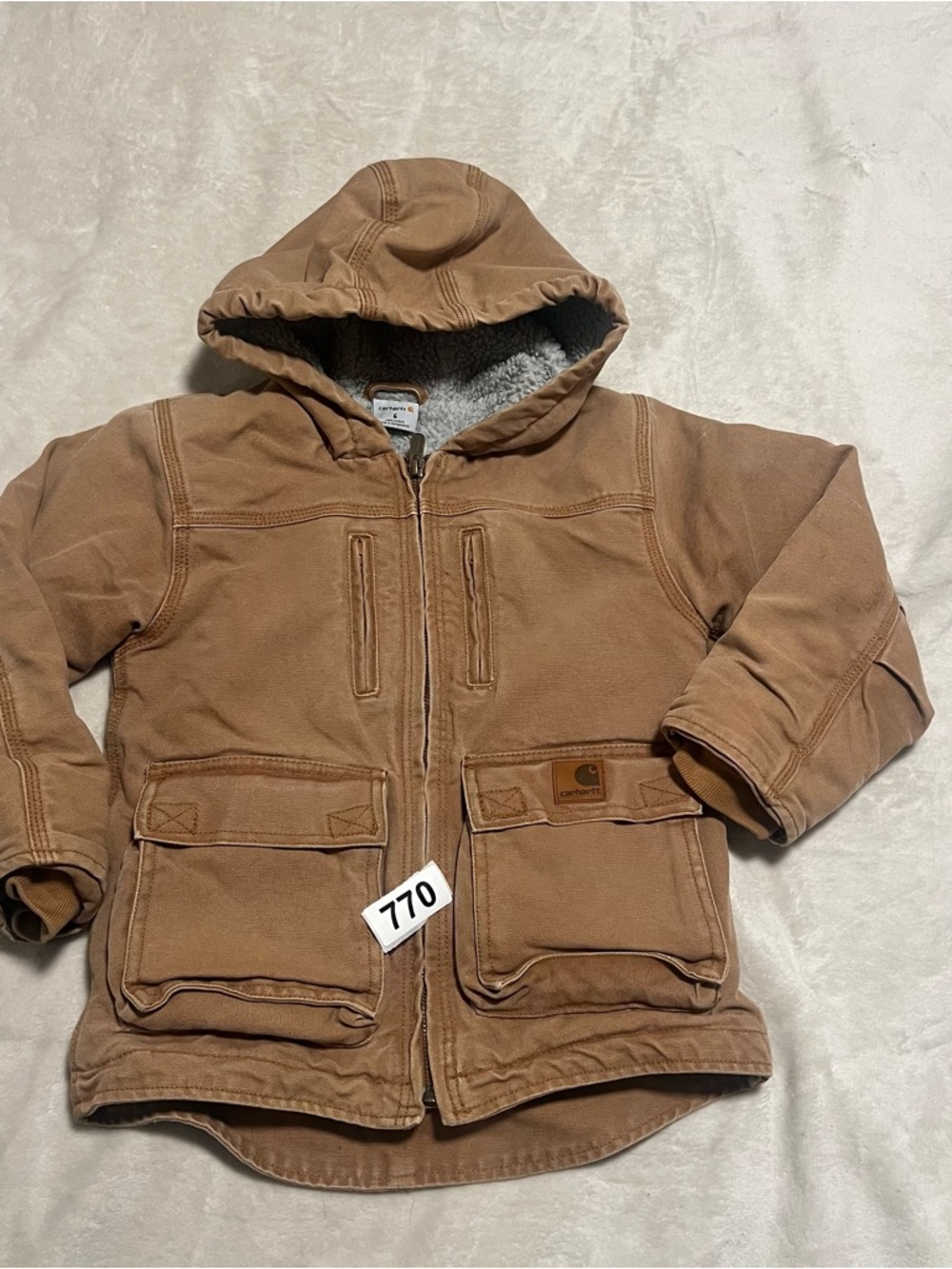 Carhartt Tan Hooded Insulated Work Jacket